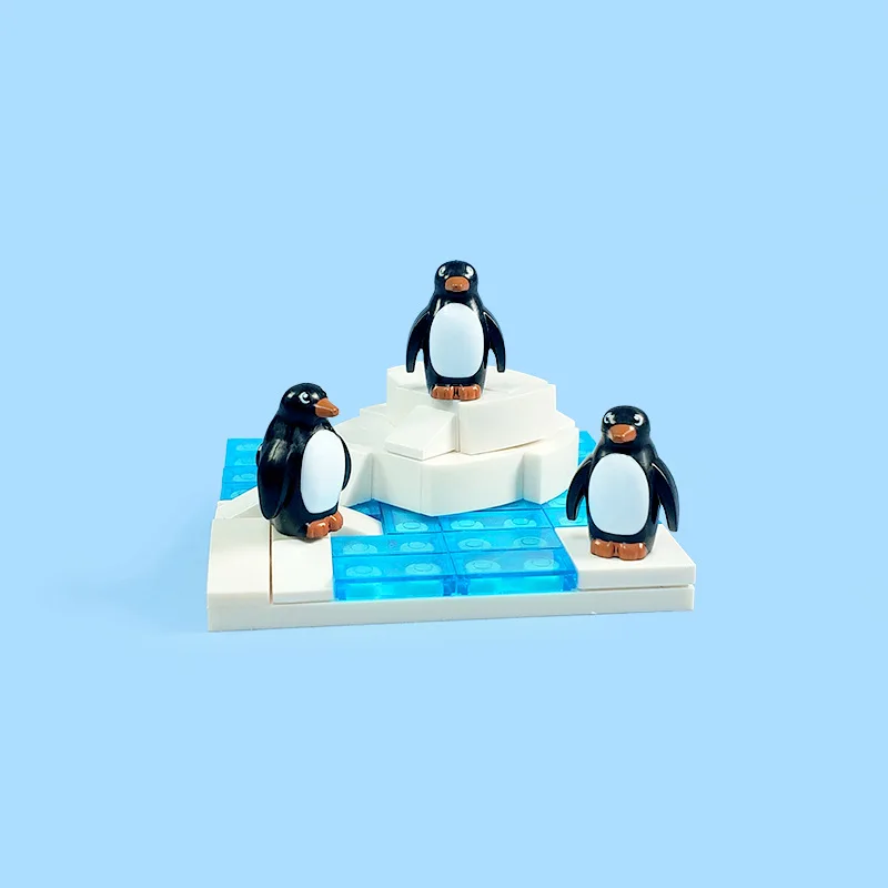 

Small Size Penguin Ice and Snow Scene Building Blocks Decor Antarctic Animal Paradise Assembly Diy Model Toys Gift for Children