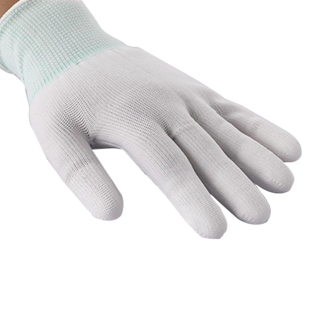 

12pairs Soft Breathable Work Protection Portable Sewing Easy Wear Home White Nylon Machine Free-Motion Quilting Grip Gloves