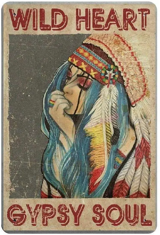 

Wild Heart Gypsy Soul Novelty Parking Retro Metal Tin Sign Plaque Poster Wall Decor Art Shabby Chic Gift20x30cm