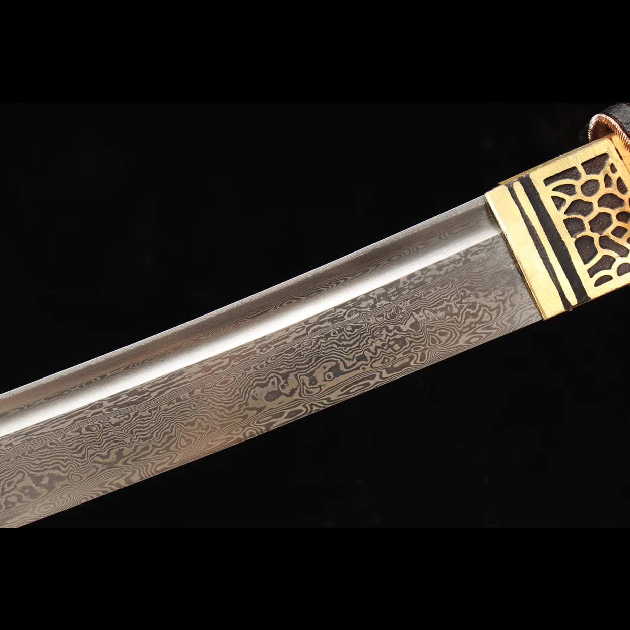 

Katana Japonesa real folding forged pattern steel sword black handmade samurai sword real sharp Japanese sword practical props