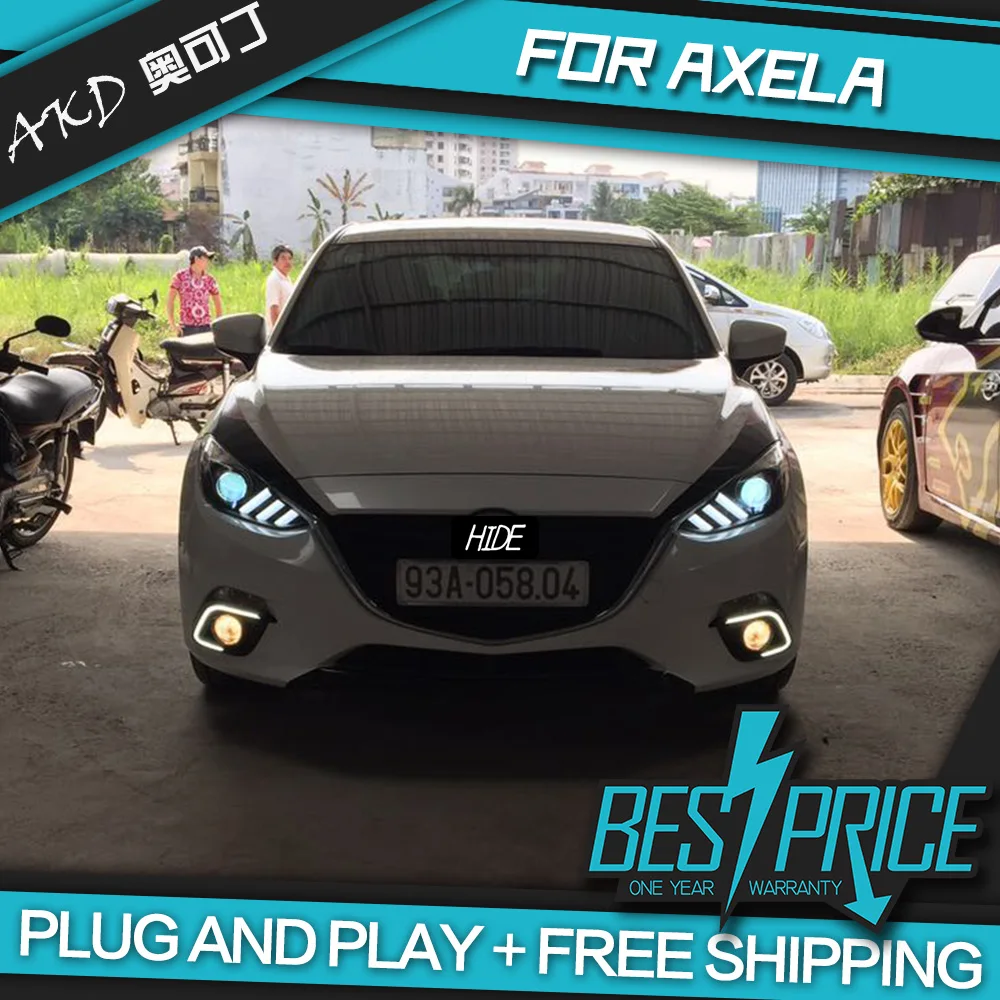 AKD Автомобильный стайлинг фары для Mazda 3 Mazda3 Axela 2014-2016 Фары LED Ходовые огни Би-Ксеноновый луч Туман ангельские глазки.