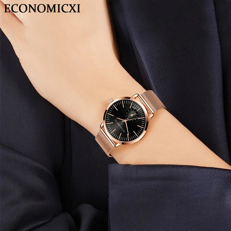 

2022 Watch Women Stainless Steel Mesh Belt Ultra-Thin Bracelet Rose Gold Dress Quartz Women's Watches Ladies Clock Reloj Mujer
