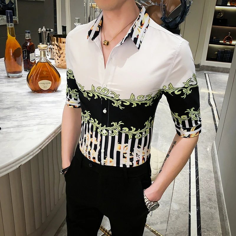 Вечерние рубашки для ночного клуба Blusa Camisa Masculina дизайнерские полосатые мужские