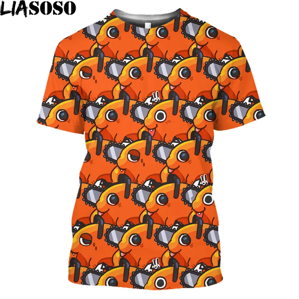 

LIASOSO Chainsaw Man Pochita Makima T Shirt Anime Warrior Denji Harajuku T-shirt Streetwear Men Kawaii Clothes Graphic Tee