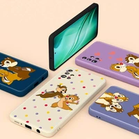 cute chip and dale liquid silicone for samsung a91 a81 a72 a71 a52 a51 a50 a32 a31 a20 a30 a21s a20s a02 a01 phone case