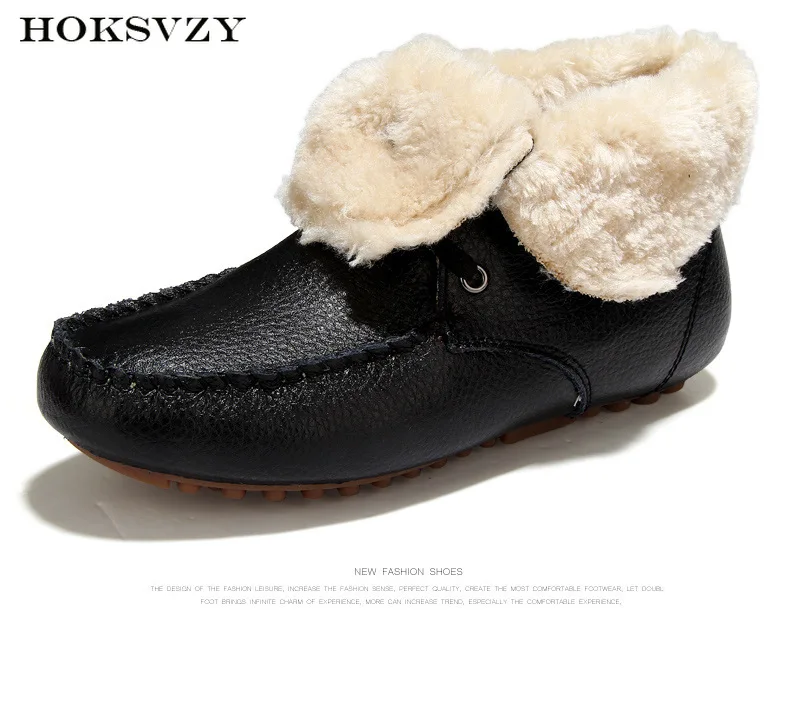 HOKSZVY Осень-зима 2019 женские туфли из натуральной воловьей кожи на плоской подошве