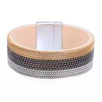 ornapeadia explosive fashion new bracelets for women chain color matching simple style wide leather bracelet wholesale