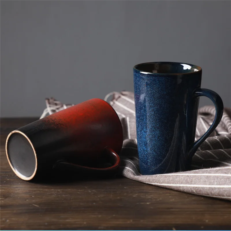 Ретро грубая керамическая кружка кофейная чашка креативность No.12 с крышкой Ложка