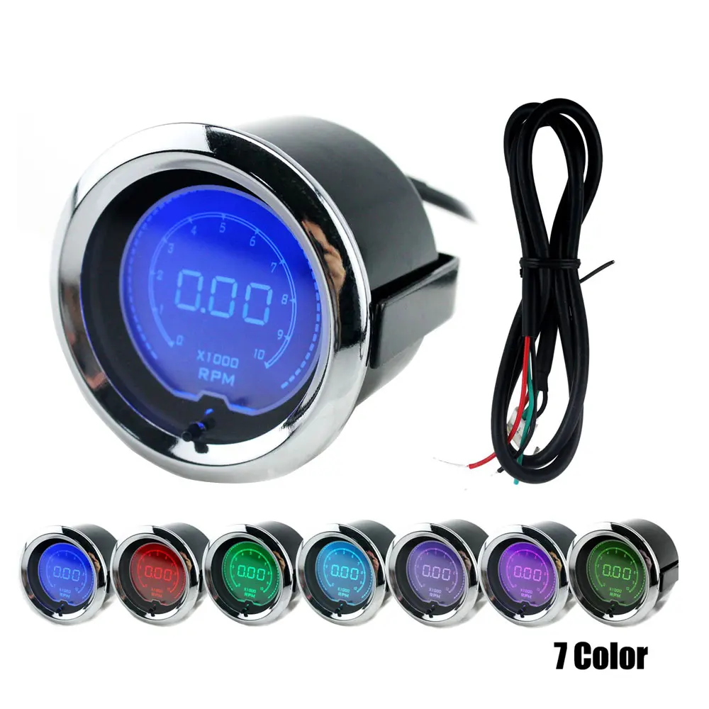 Тахометр с ЖК дисплеем 52 мм 7 цветов|lcd digital tachometer|lcd tachometergauge rpm |