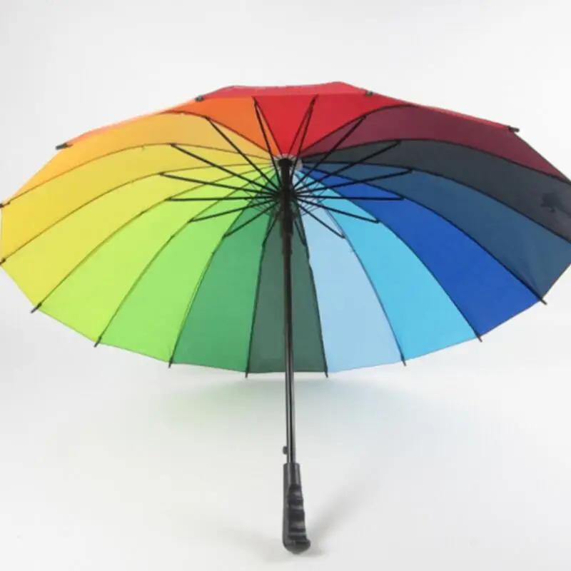 Miglior Creativo Manico Lungo Rettilineo Antivento Ombrello Arcobaleno Delle Donne Degli Uomini Di Sole E Pioggia Ombrello LX8263