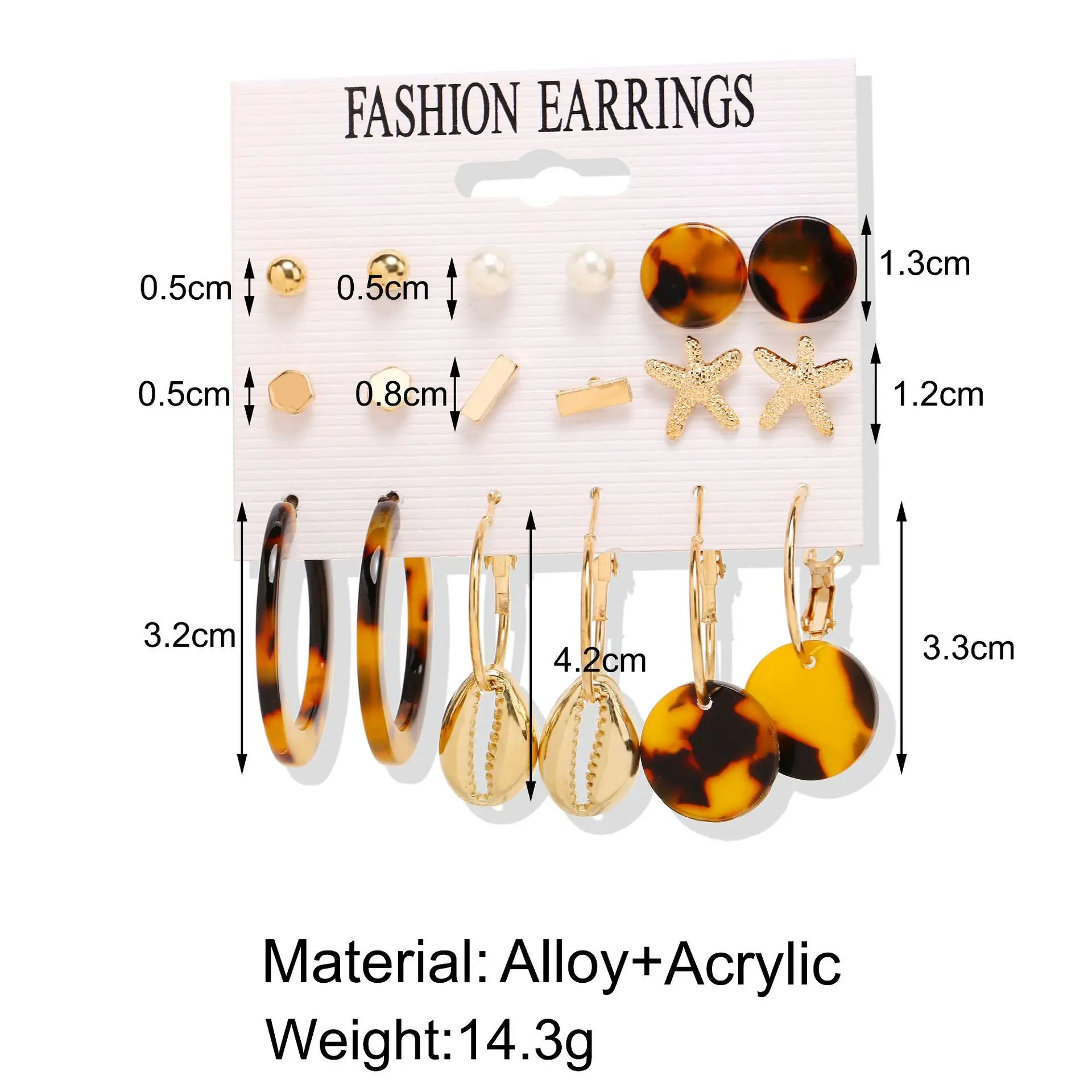 

2019 New Design Leopard Print Earring Set For Women Bohemian 9pcs/set Acrylic Statement Geometric Earrings Female Jewelry