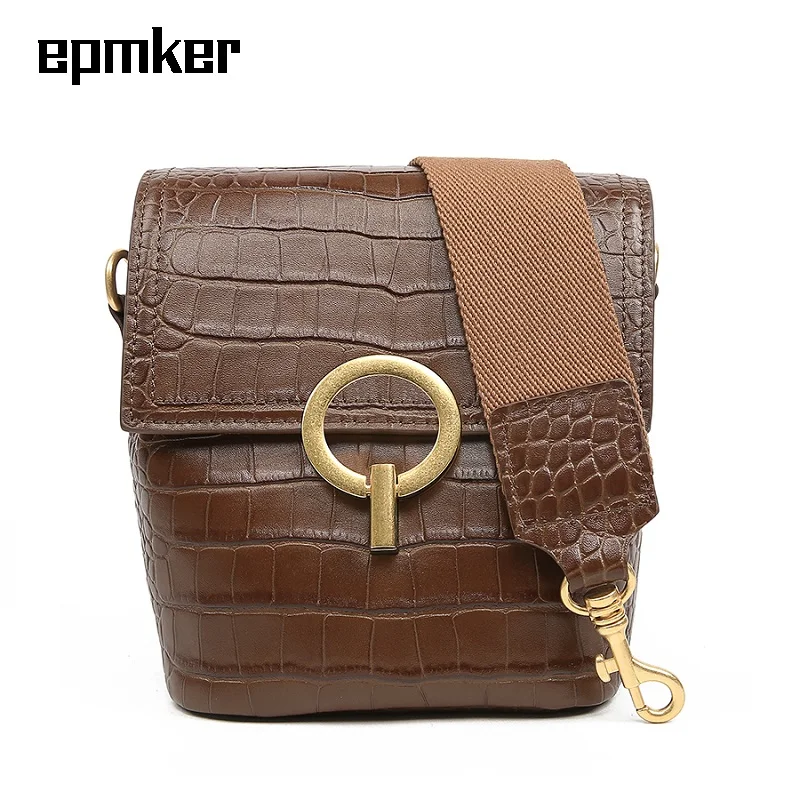 

EPMKER Mini Side Bag Alligator Shoulder Bag Bucket Bag Luxury Designer Handbag Genuine Leather Bags Fashion Purses and Handbag