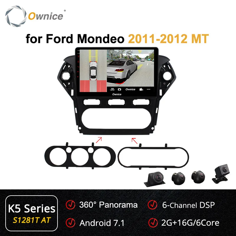 Ownice k3 k5 k6 Android 9,0 4G+ 64G 360 Panorama автомобильный dvd-плеер gps навигация радио для Ford Mondeo 2011-2012 4G DSP оптический - Цвет: S1281-1 k5