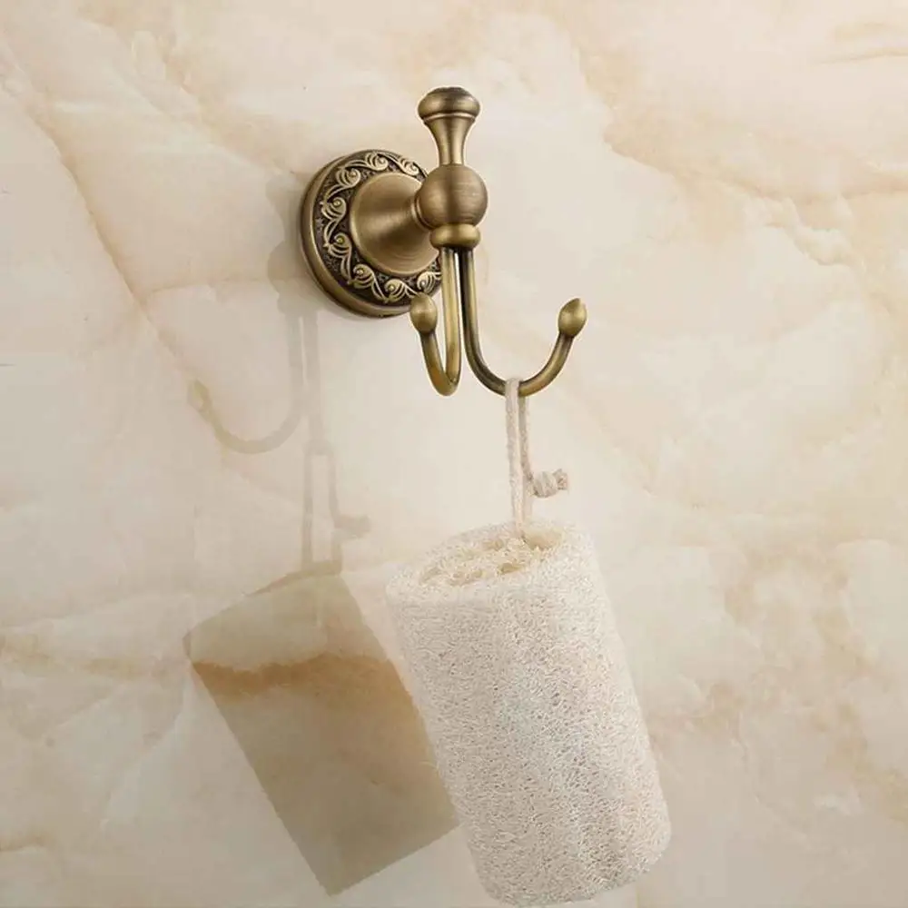 Wall Mounted Towel Hook Solid Copper Cloth Double Coat Bathrobe Hanger Hanging Rack | Обустройство дома