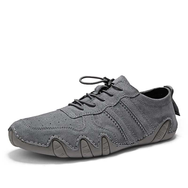 

Plus Size Suede Leather Shoes Men Loafers Octopus Casual Leather Shoes Soft Driving Shoes Men Flats Walking Lace-Up Man Footwear
