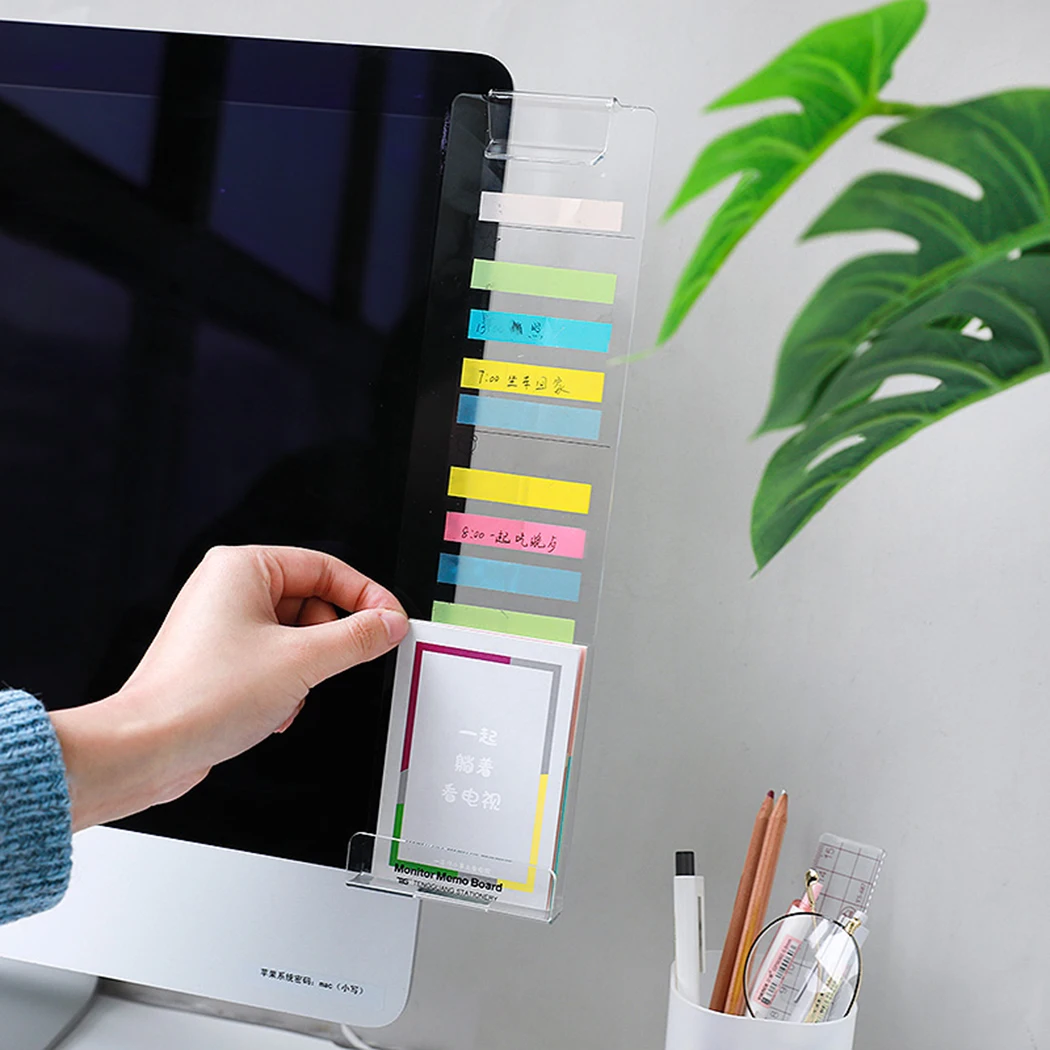 

Creative Transparent Name Card Phone Holder Desktop Plastic Holder Stationery Acrylic Monitor Message Memo Board for Sticky Note