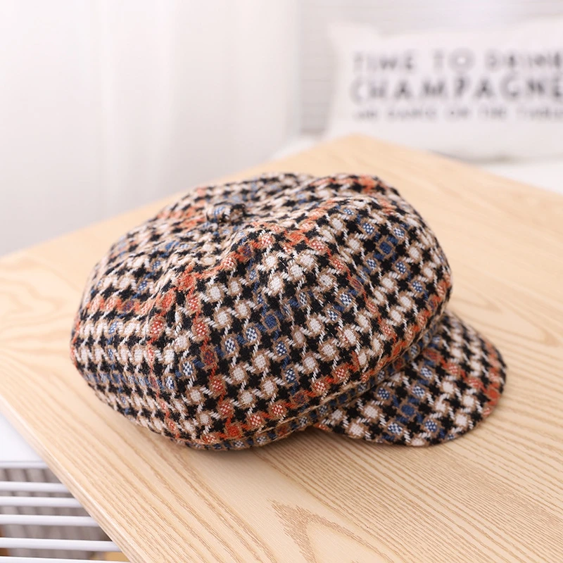 Осенние шляпы для новорожденных девочек хлопковый клетчатый берет шапка с