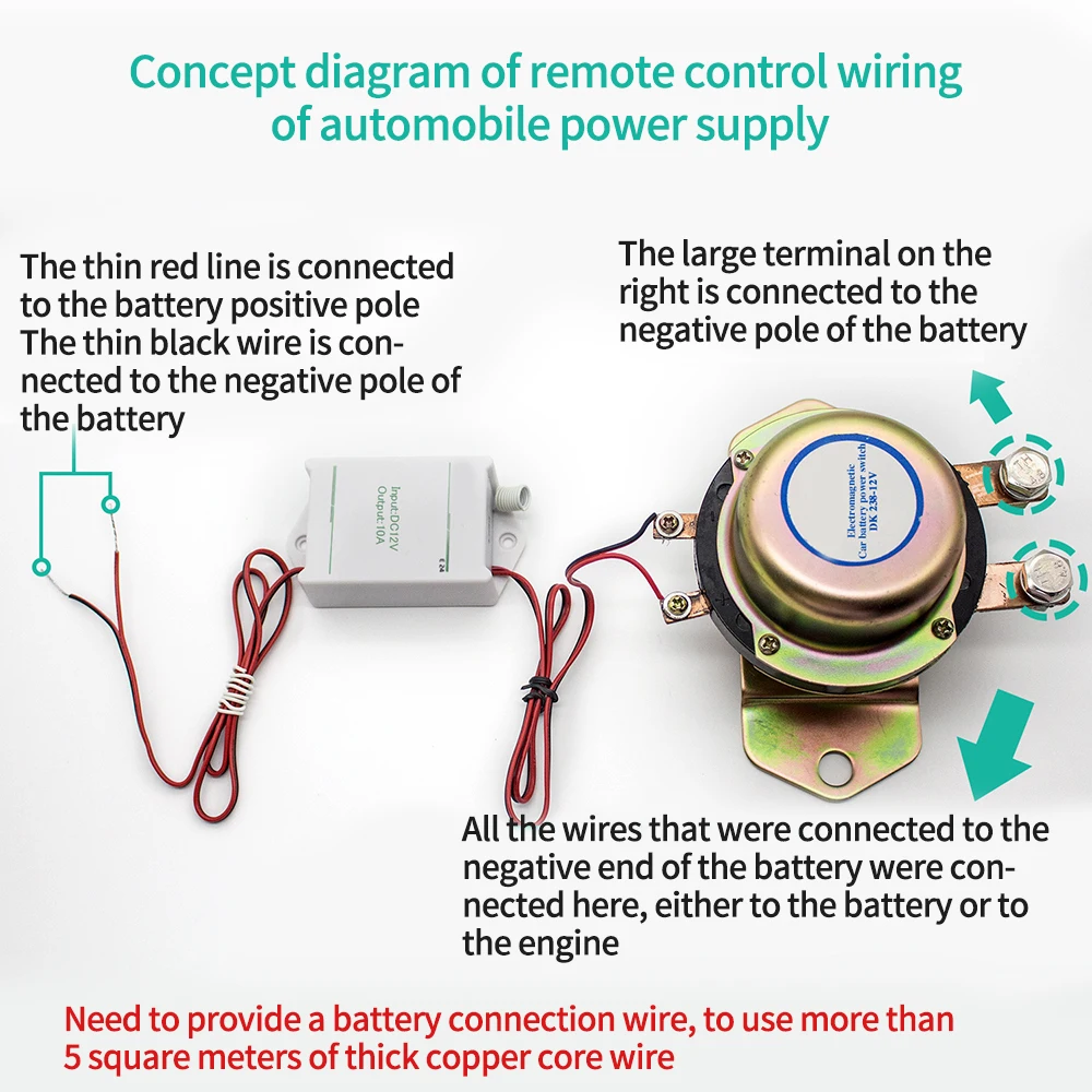 

Vehicle Wireless Remote Control Car Battery Master Switches Cut Off Electromagnetic Disconnect Switch Electromagnetic Switch