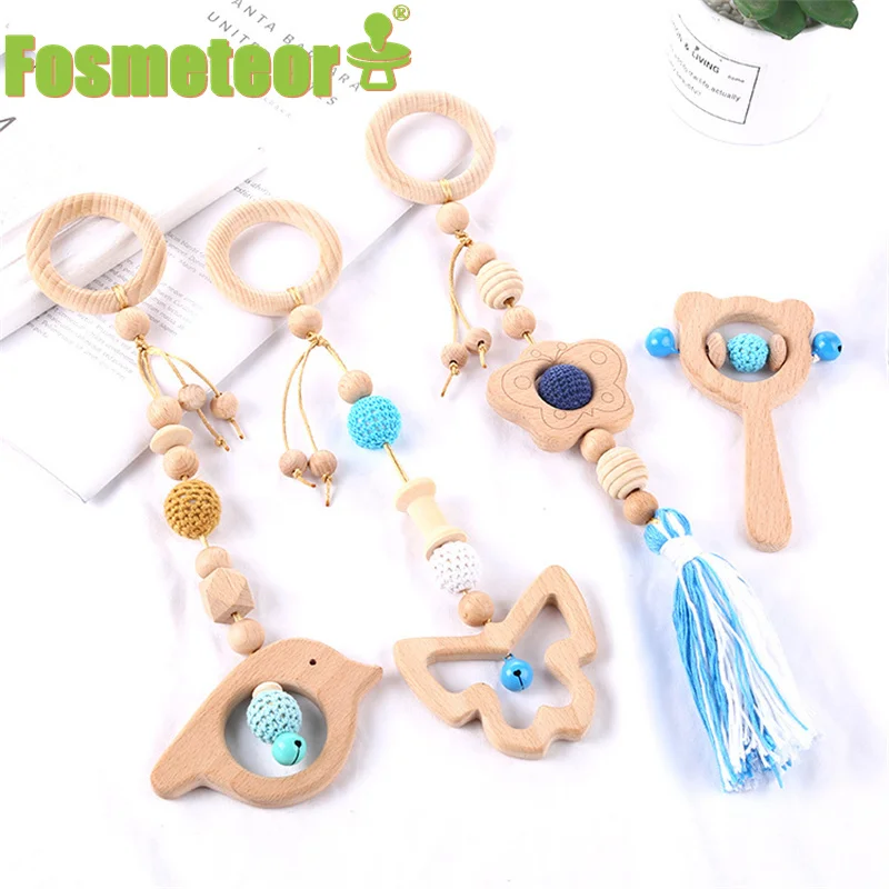 

Fosmeteor Butterfly Bird Four-Piece Baby Stroller Pendant Children's Room Decoration Molar Pendant Pacifier Chain Set Toy Gift