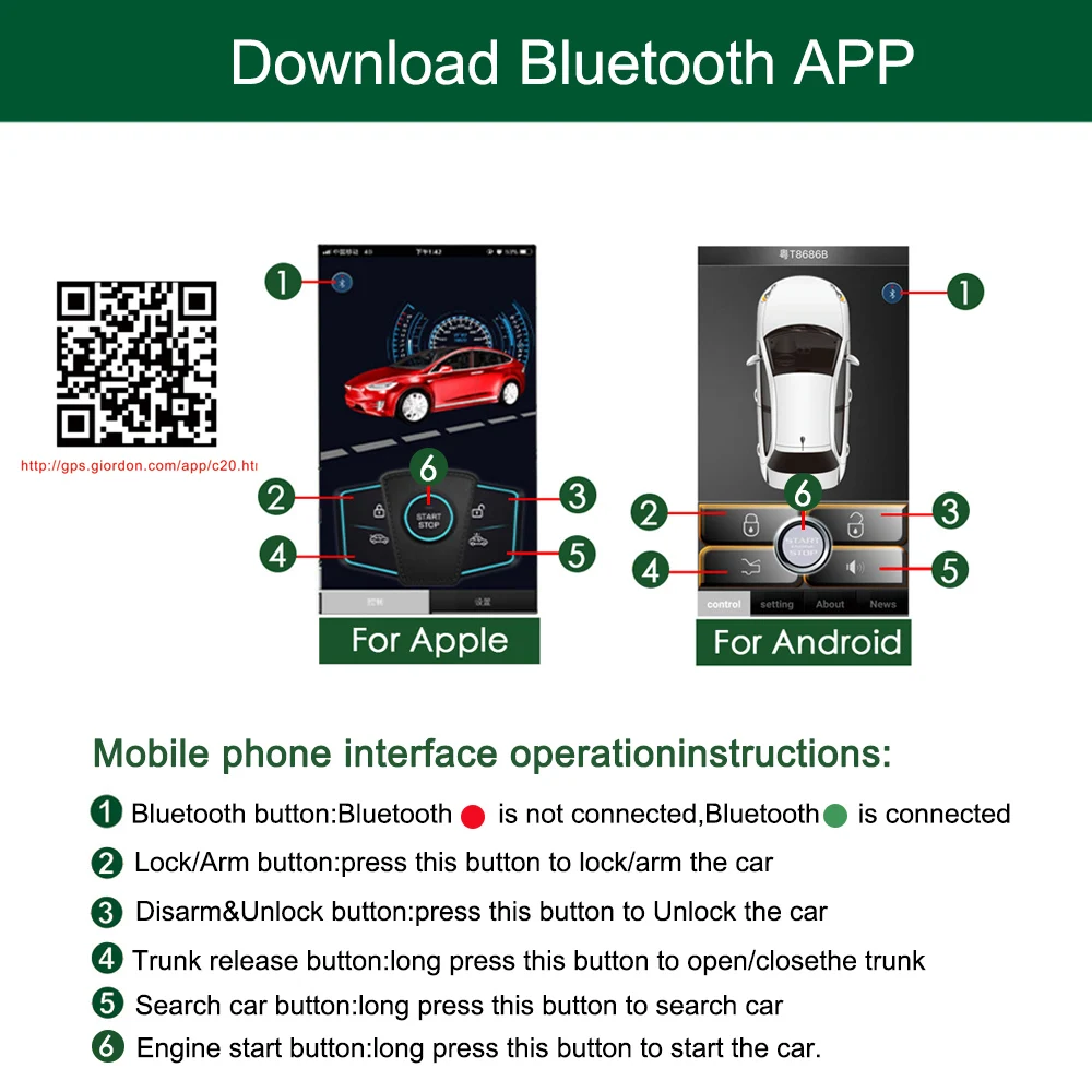 car alarm system control keyless entry the car by mobile phone remote start bluetooth control close to the lockleave the lock free global shipping