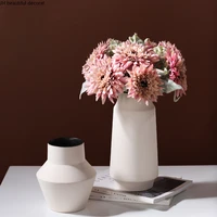 simple white ceramic vase decoration living room flower arrangement light luxury dining table dried flowers and fresh flowers
