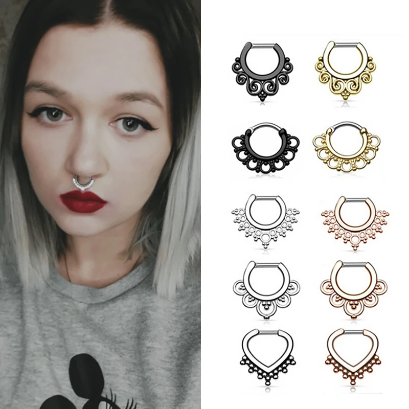 1 шт. медный носик кольцо Перегородка носа кольца пирсинг кликер Daith ухо