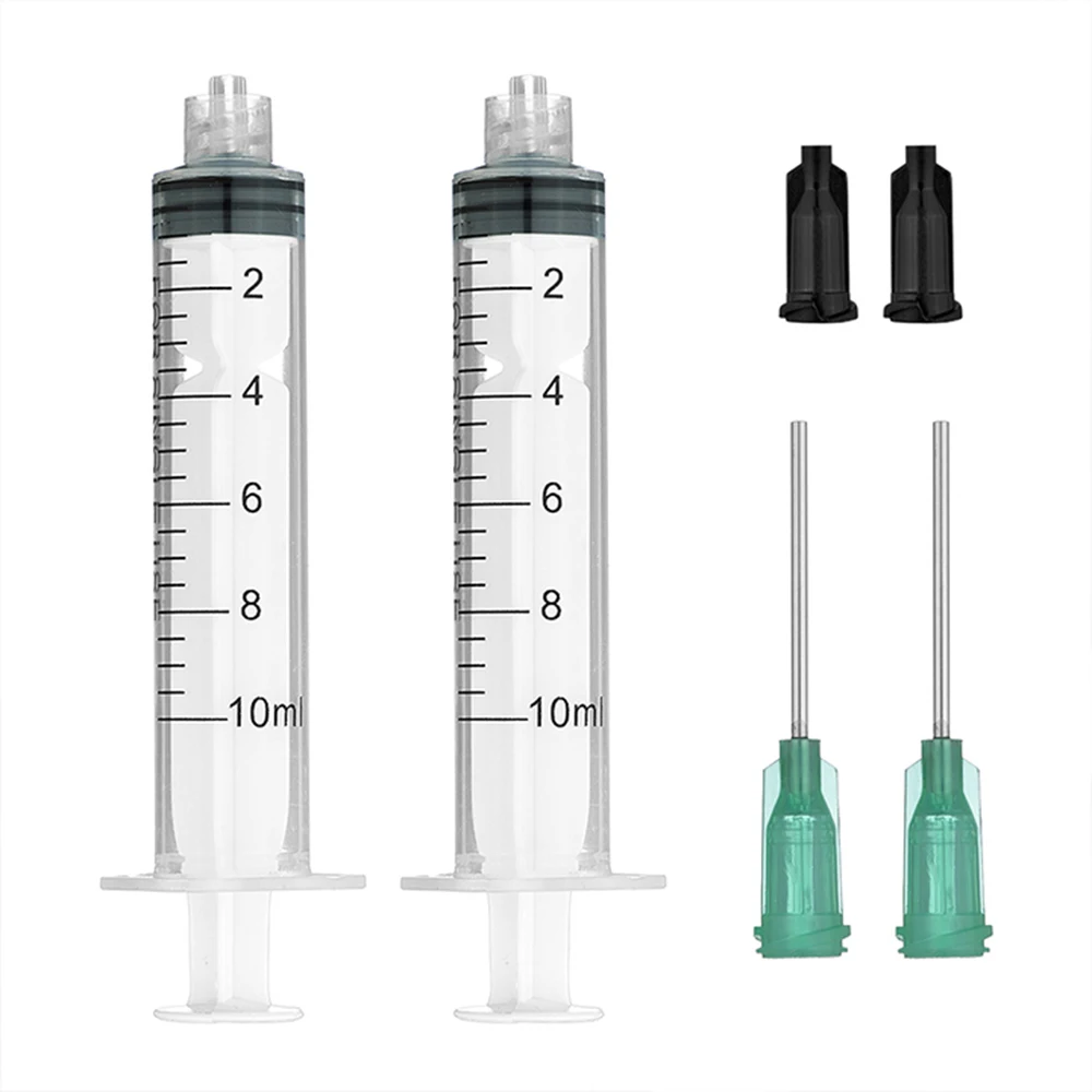 Шприц 10 мл с зажимом 2 шт. тупыми иглами и колпачками прозрачные шприцы для