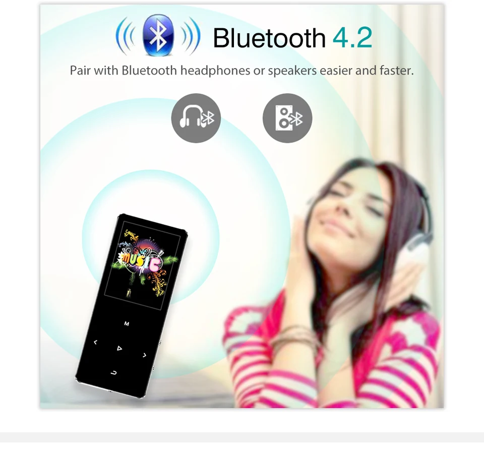 REDANT mp3 плеер с Bluetooth 4,2 и 1,8 сенсорным экраном hifi fm радио мини Спорт MP 3 музыкальный плеер портативный металлический walkman