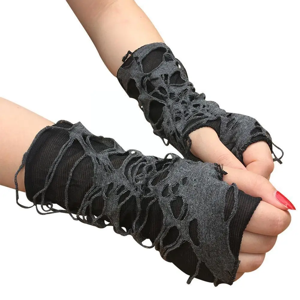 

1pair Sexy Gothic Black Fingerless Long Glove Halloween Rock Gloves Costume Disco Punk Cosplay Funny Dance Jazz Mittens F5n4