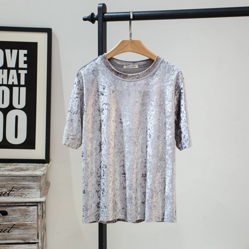 Лидер продаж! Модная бархатная футболка для девочек футболки с коротким рукавом