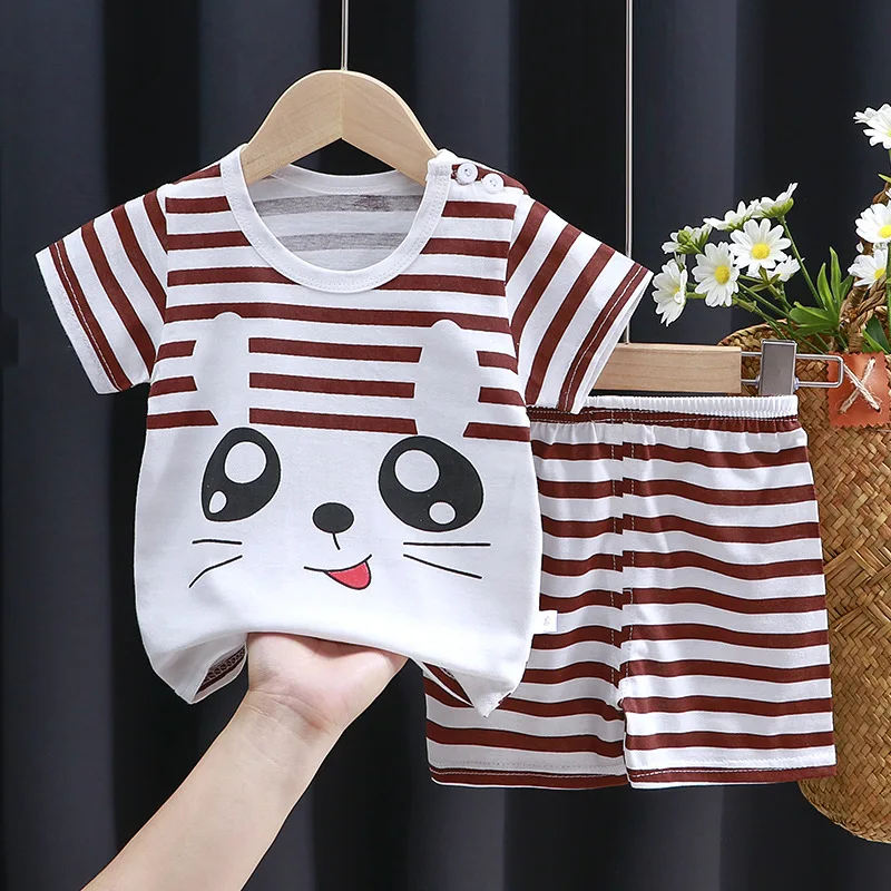 

Children's Short-sleeved Suit Summer Cotton T-shirt Boy Korean Version of The Baby New Clothes Girl Suit