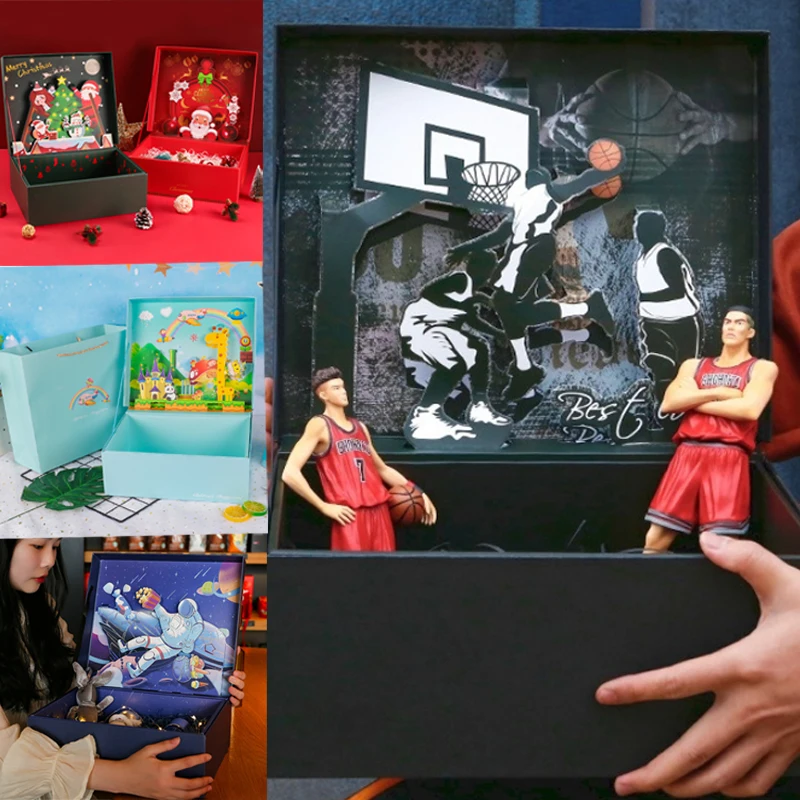 

3D рельефная стерео Подарочная коробка с лентой, рождественские большие подарочные коробки, день рождения, День Святого Валентина, креативн...