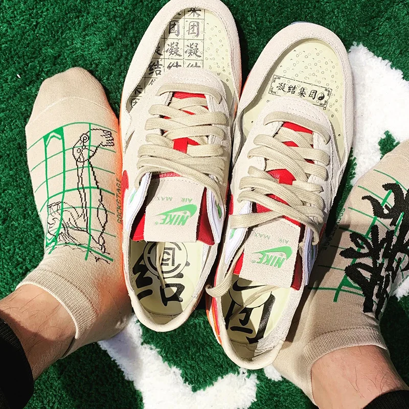 Оригинальные уличные модные хлопковые носки необычный наряд дня OOTD поцелуй