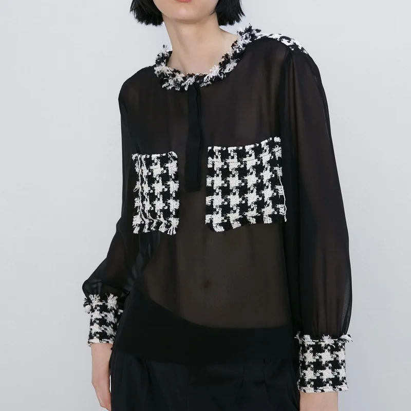 Индивидуальная женская блузка Осень 2019 Новое поступление прозрачная шифоновая