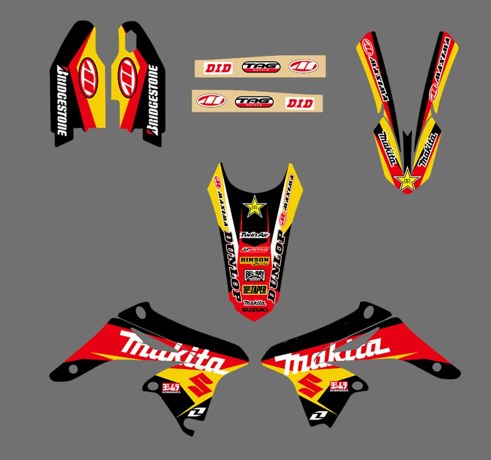 0045 новая команда графики и фоны наклейки Наборы наклеек для Suzuki RMZ250 RMZ 250 2010 2011 2012