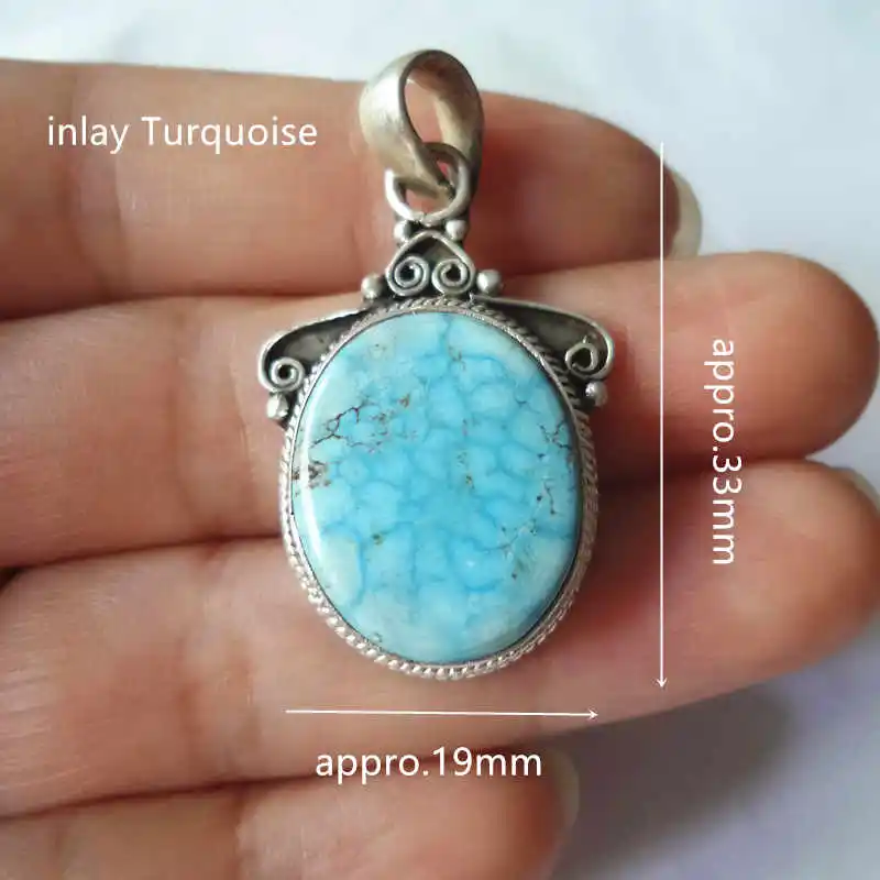 4. Turquoise 9g Непальские ручные 925 серебряные ювелирные изделия, инкрустированные натуральным полудрагоценным камнем, милые Амулеты с несколькими бусинами T9025 - Окраска металла: 4. Turquoise 9g