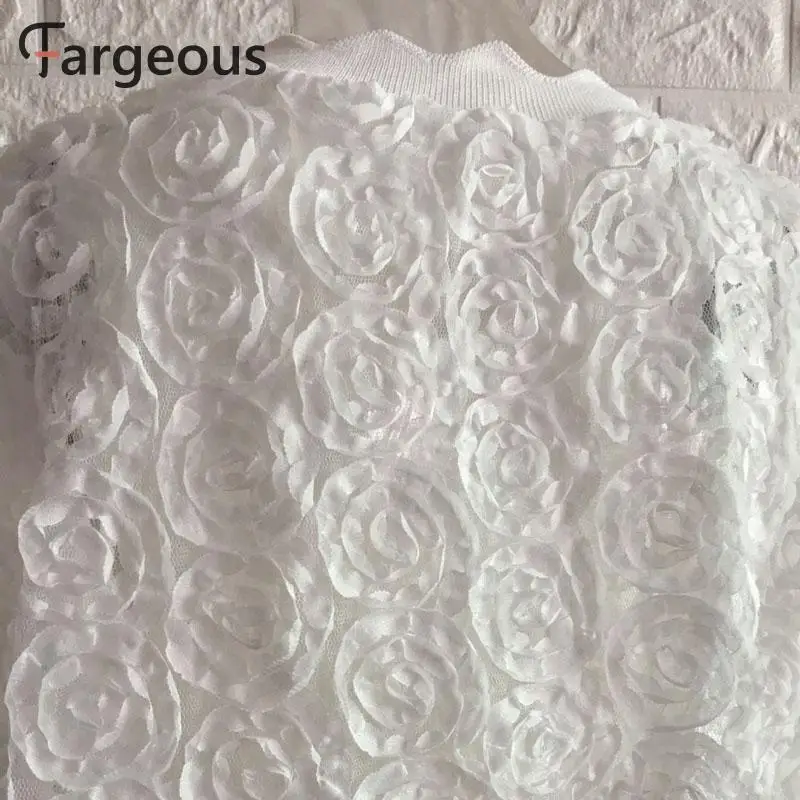 Женская белая Сетчатая футболка с цветами модные кружевные топы