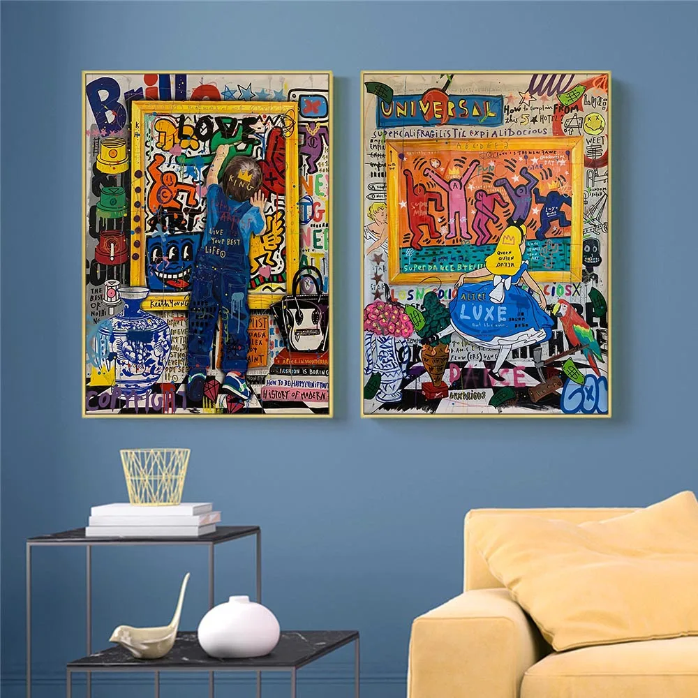 

Modern Graffiti Artwork Pop Street Art LOVE THIS WORLD theme Canvas Posters Prints for Home Living Room Decoration ( No Frame )