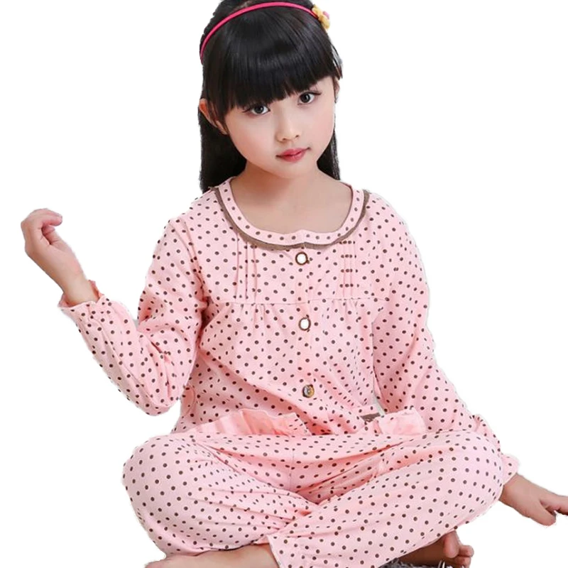 

Children's pajamas, big children's spring baby cotton girls' long sleeve girls' 3 to 15 year old girls' cotton suit kid clothes
