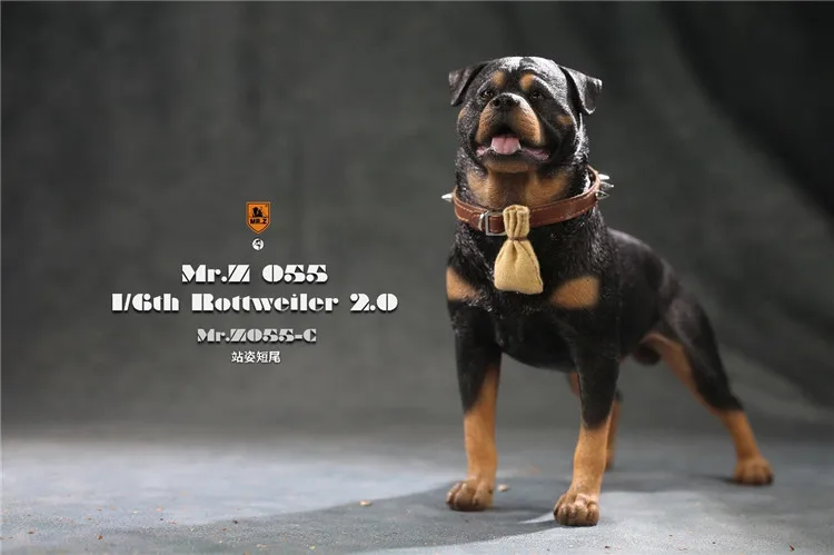 

1/6 Rottweiler Dog Model Pet Dog Statue Scene Props Accessories Desktop Decoration MRZ055 Fit 12'' Action Figure Dolls