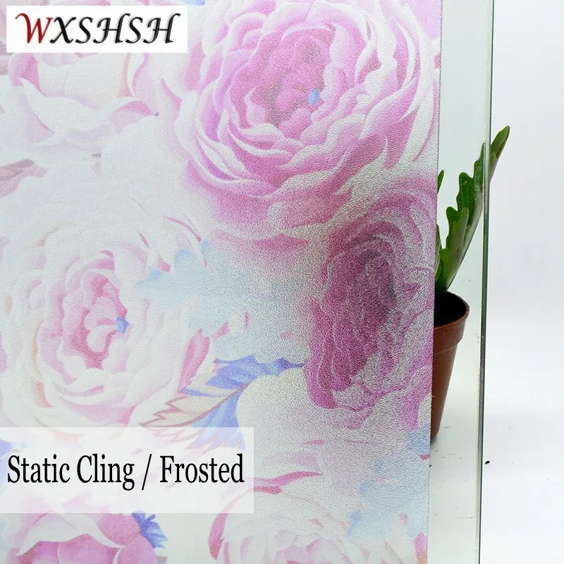 

Custom Size Static Cling Window Film Blooming Flower Home Decorative European Style Privacy Protection Stained Glass Covering