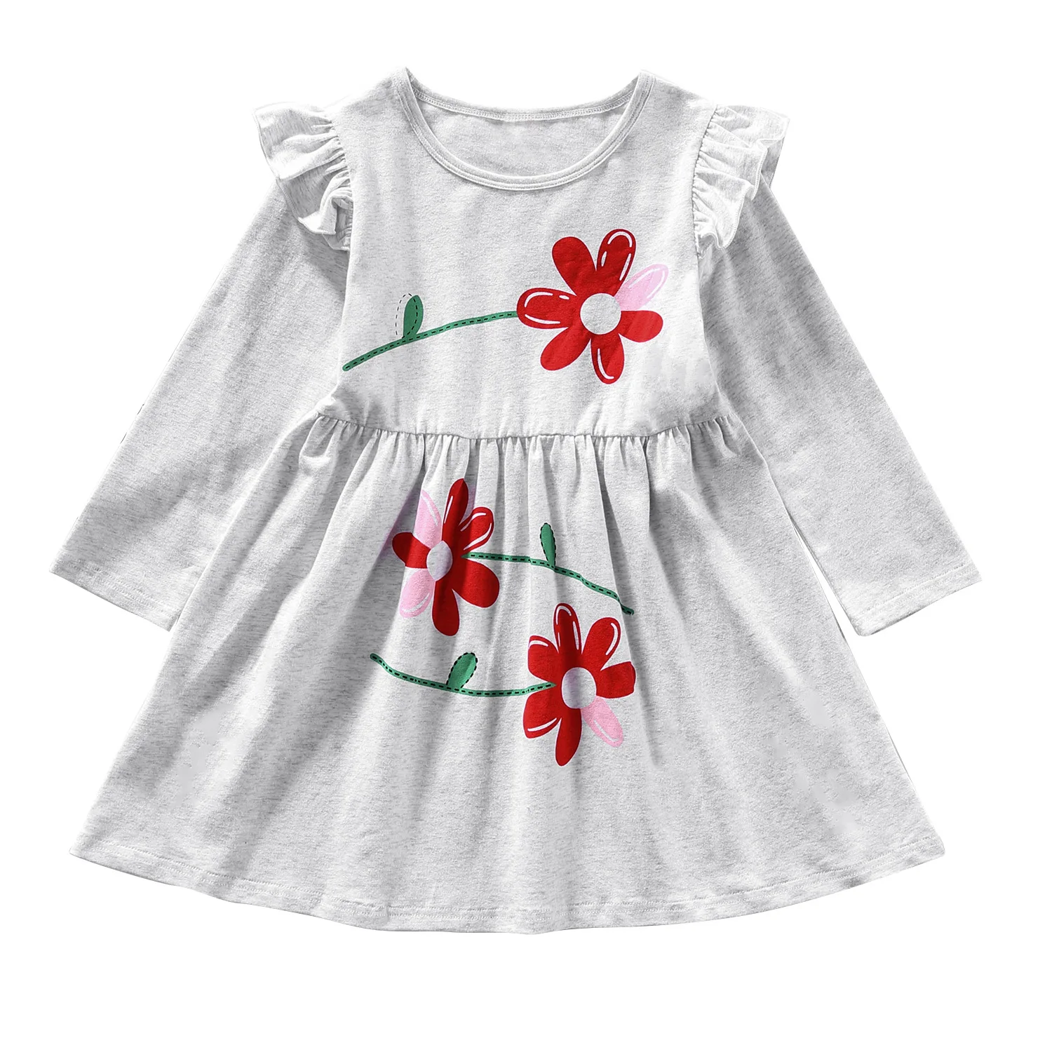 

2020 Spring And Autumn New Children's Clothing Girls Dress Cotton Flowers printing Long Sleeve Children Elegant Princess Dress