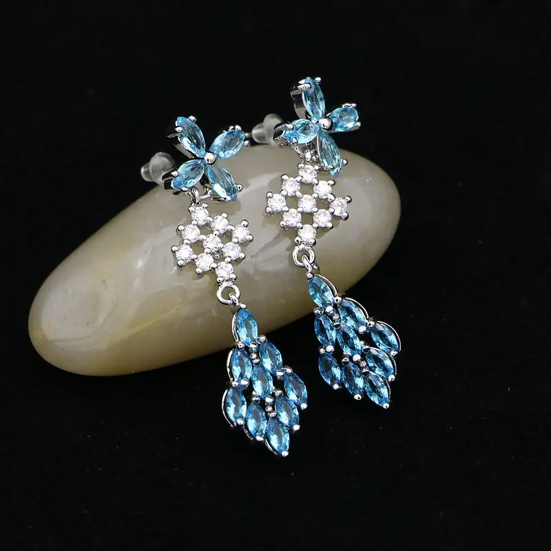 Женские длинные серьги из серебра 925 пробы с фианитом | Украшения и аксессуары