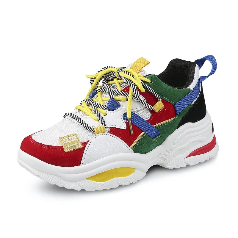 Новый дизайн массивные кроссовки Женская Повседневная модная обувь для папы на