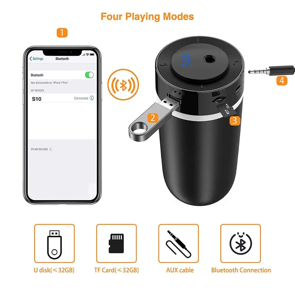 Автомобильный Bluetooth 5 0 передатчик YIBEIKA аромаувлажнитель воздуха музыкальный