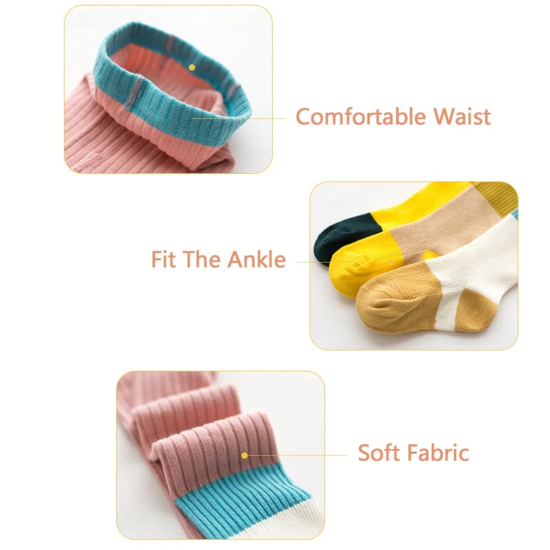 

Baby Girl Stretch Leggings Spring and Autumn Toddler Child Knitting Trousers Color Matching Leggings