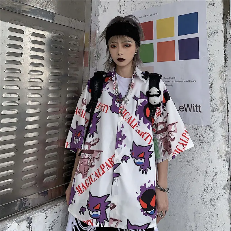 Лето 2020 новая молодежная популярная рубашка в стиле Харадзюку Ретро стиль с