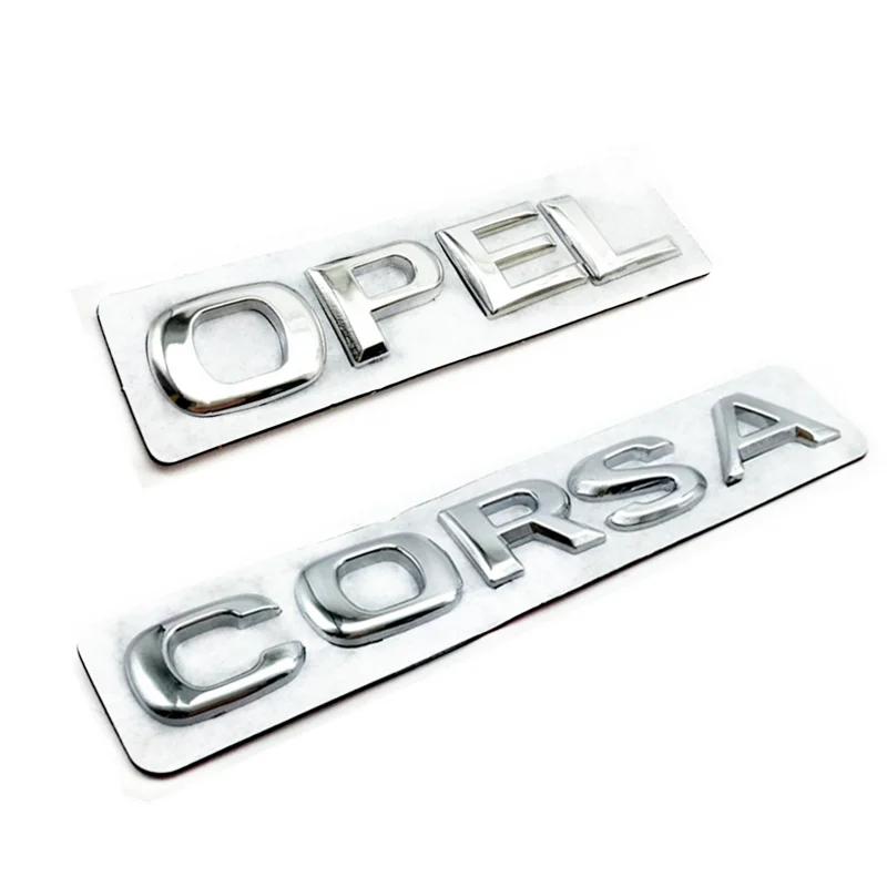 1pcs ABS Chrome Silver Opel Corsa Logo For Car Rear Bumper Trunk Letter Sticker Badge Emblem Labeling Decals Styling - купить по