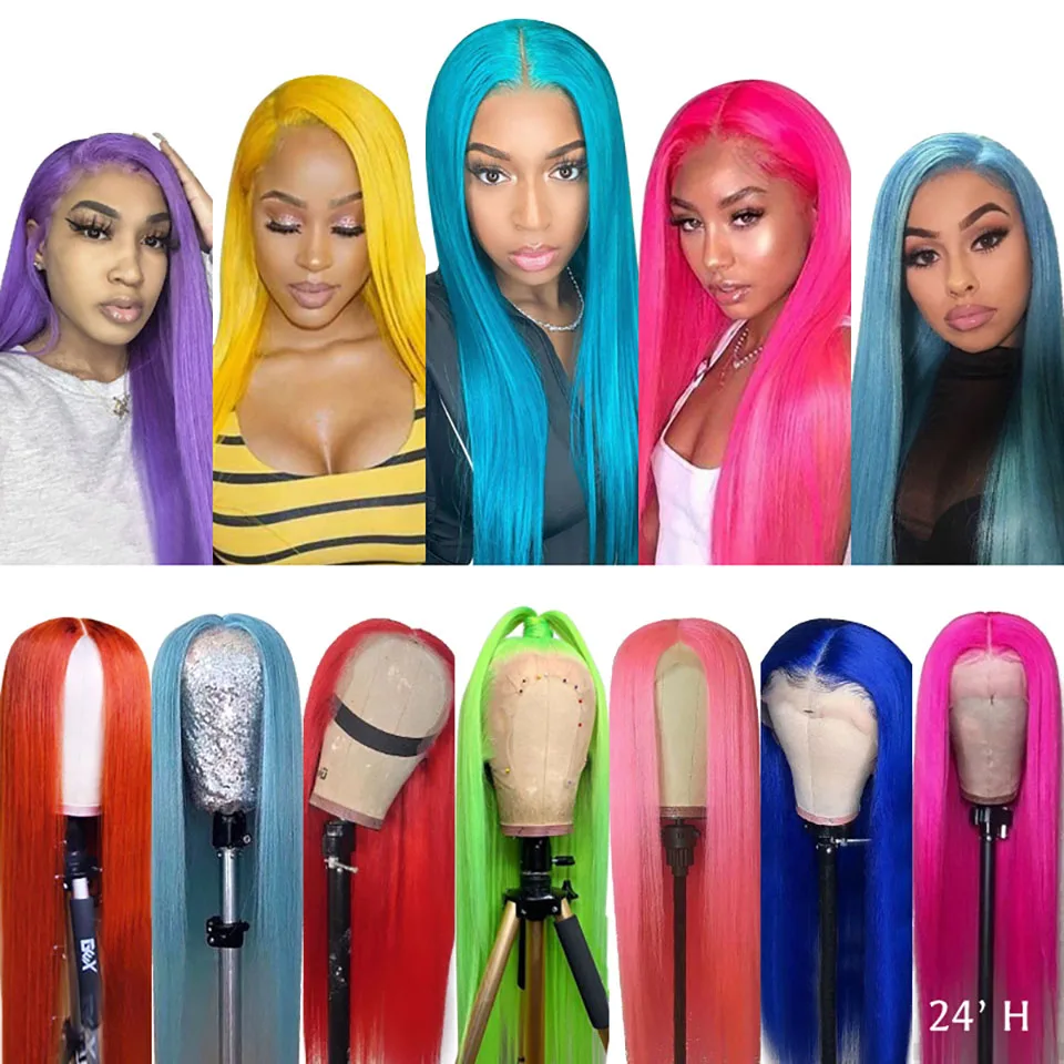 Прямые предварительно окрашенные человеческие волосы парики 28 30 дюймов 13x4