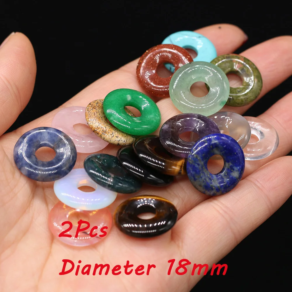 

Wholesale Natural Stone Lapis lazuli Pendants Flat Round Big Hole Tiger Eye Charms for Jewelry Making Necklace Earrings Supplies